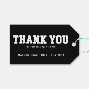 Étiquettes-cadeau Merci du Black White Graduation Party