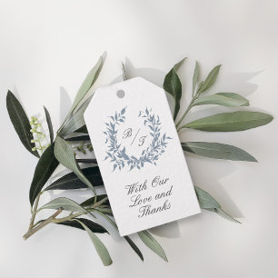 Étiquettes-cadeau Merci du logo Mariage de la crête bleue Dusty