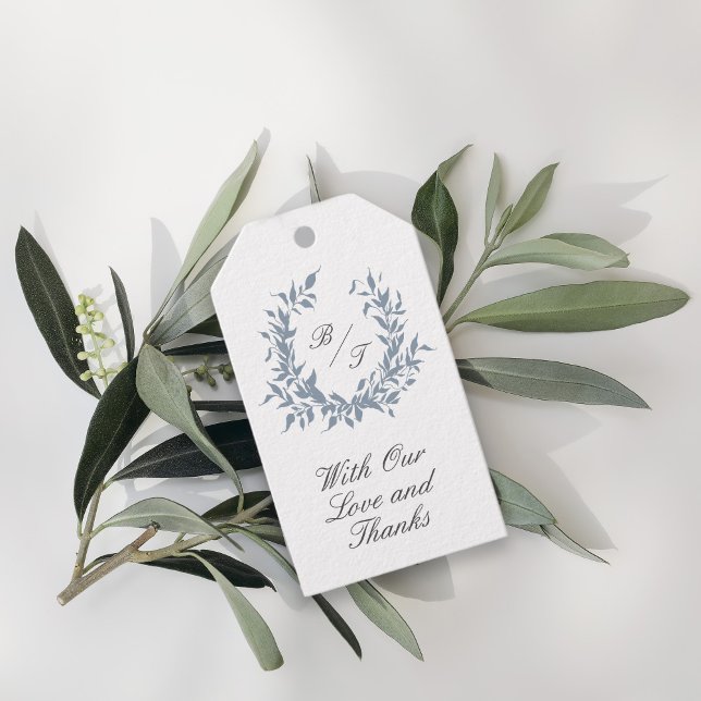 Étiquettes-cadeau Merci du logo Mariage de la crête bleue Dusty (Créateur téléchargé)