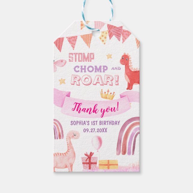Étiquettes-cadeau Merci du parti Anniversaire de enfant Dinasaur Bab (Devant)