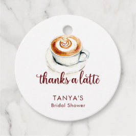 Étiquettes Cadeau Merci d'une Fête des mariées Latte personnalisée