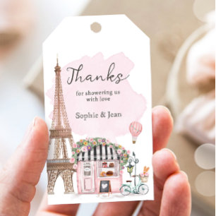 Étiquettes-cadeau Merci Eiffel Paris Baby shower parisien