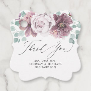 Étiquettes Cadeau Merci élégant floral mauve