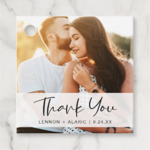 Étiquettes Cadeau Merci élégant   Texte foncé   Photo personnalisée