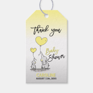 Étiquettes-cadeau MERCI Elephant Jaune Gris maman & BABY SHOWER