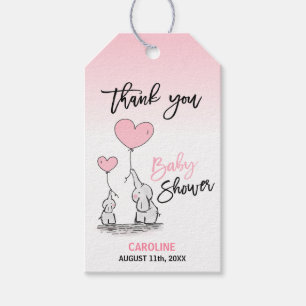 Étiquettes-cadeau MERCI Elephant Rose fille maman & BABY SHOWER