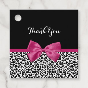 Étiquettes Cadeau Merci Empreinte de léopard Vivacieux rose foncé