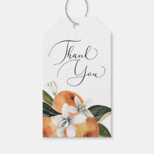 Étiquettes-cadeau Merci en fleurs d'orange d'aquarelle