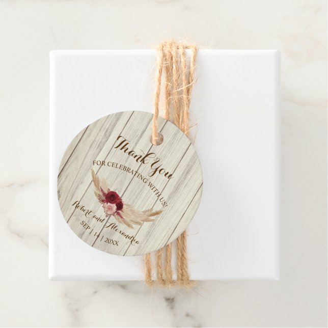 Étiquettes Cadeau Merci en herbe Pampas pour Mariage à venir (En situation)