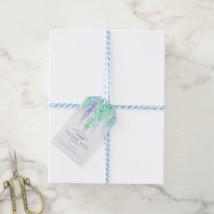Étiquettes-cadeau Merci événement mariage abstrait fleuri vert pourp