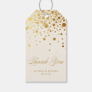 Étiquettes-cadeau Merci Faux Gold Foil Confetti Points Ivoire