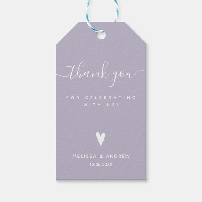 Étiquettes-cadeau Merci - Faveur de mariage de la lavande (Devant)
