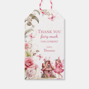 Étiquettes-cadeau Merci Fée Beaucoup Fleurs Roses Anniversaire
