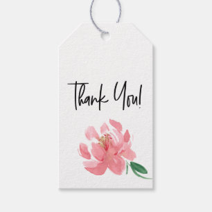 Étiquettes-cadeau Merci Fleur Rose Aquarelle Pivoine