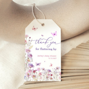 Étiquettes-cadeau Merci fleur sauvage À Papillon Pour Flutter Par