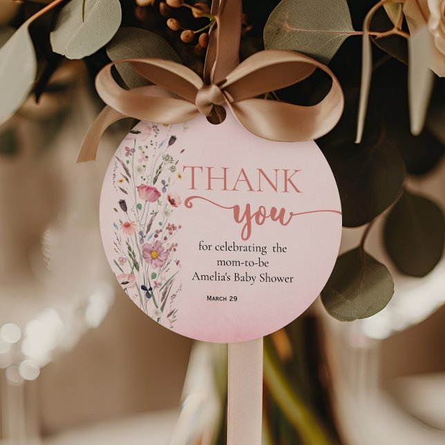 Étiquettes Cadeau Merci Fleur sauvage doux (Créateur téléchargé)