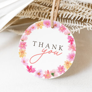 Étiquettes Cadeau Merci Fleur sauvage floral d'été dynamique
