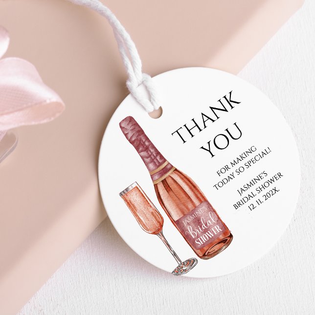 Étiquettes Cadeau Merci Fleurs et Prosecco Enterrement de Vie de Jeu (Créateur téléchargé)