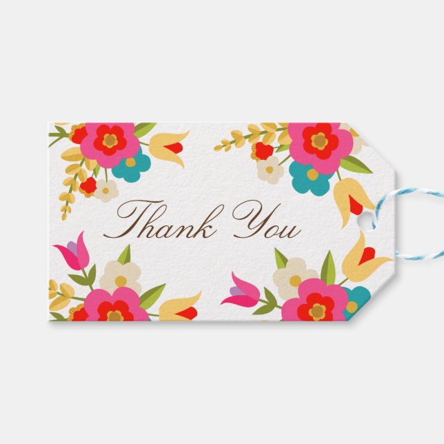 Étiquettes-cadeau Merci Fleurs Pays (Devant (Horizontal))
