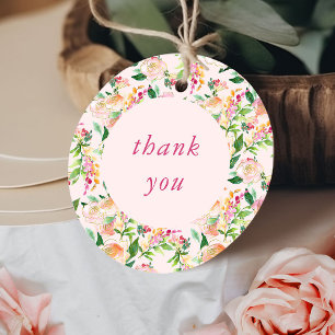 Étiquettes Cadeau Merci Floral Chic Pink et Gold Favoriser Tags