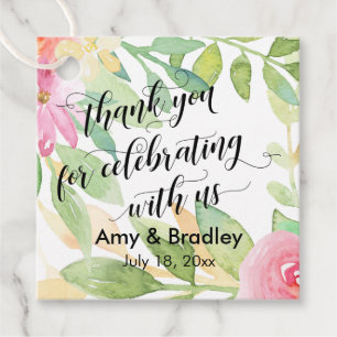 Étiquettes Cadeau Merci floral Merci pour célébrer avec nous
