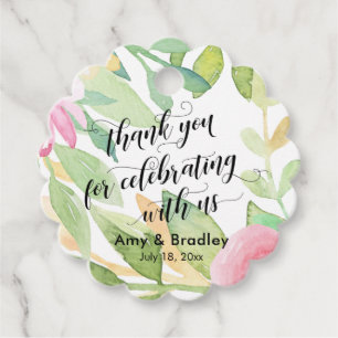 Étiquettes Cadeau Merci floral Merci pour célébrer avec nous
