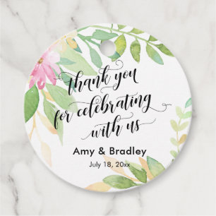 Étiquettes Cadeau Merci floral Merci pour célébrer avec nous