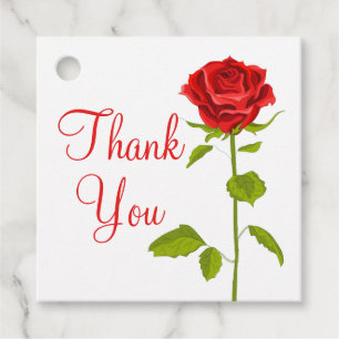 Étiquettes Cadeau Merci floral Rose rouge Fleurs Mariage Romantique