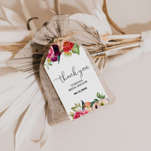 Étiquettes-cadeau Merci floral tropical de Bourgogne