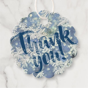 Étiquettes Cadeau Merci - Frozen Frost Flakes Photographie d'hiver