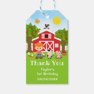 Étiquettes-cadeau Merci Garçon Anniversaire Rouge Cheveux Rouges Fer