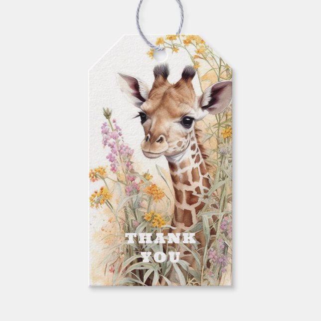 Étiquettes-cadeau Merci Giraffe (Devant)