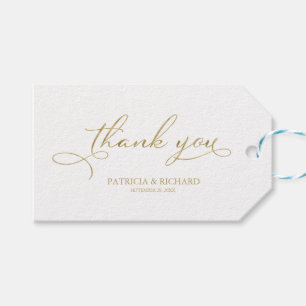 Étiquettes-cadeau Merci - Gold Foil Script Wedding Favor Tags
