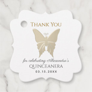 Étiquettes Cadeau Merci Gold Quinceanera