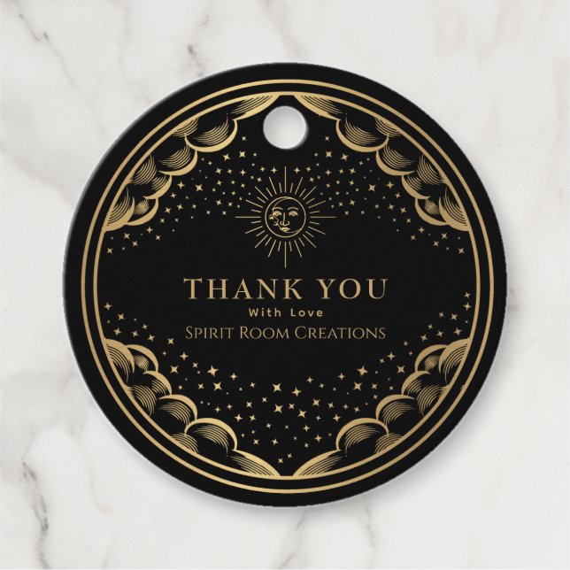 Étiquettes Cadeau Merci Gold Tarot Petites entreprises (Devant)