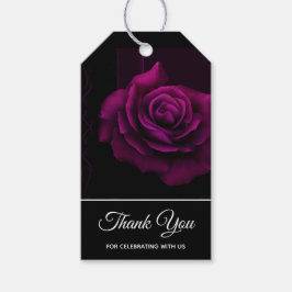 Étiquettes-cadeau Merci gothique à fleurs violettes-rouges