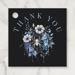 Étiquettes Cadeau Merci gothique Dusty bleu Floral Spiderweb