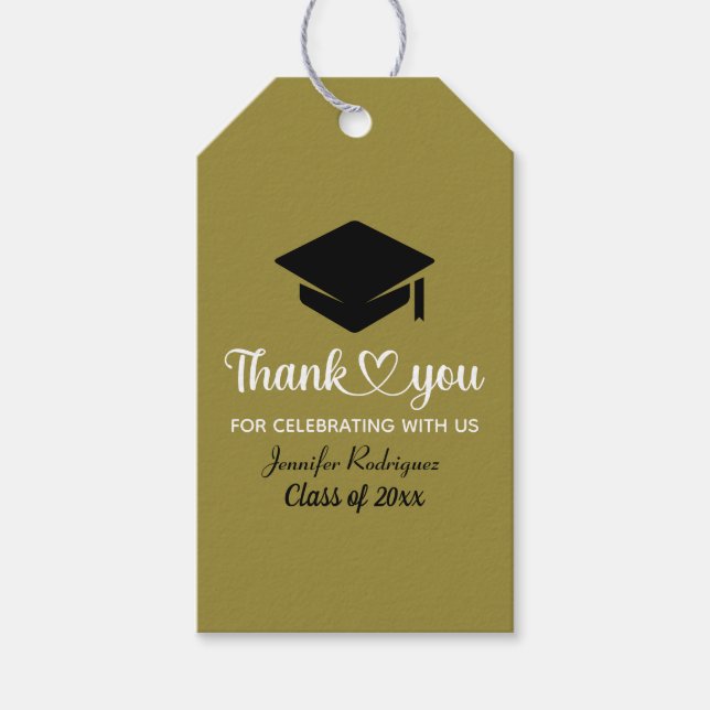 Étiquettes-cadeau Merci Grad Amour Et Merci Graduation Cap (Devant)