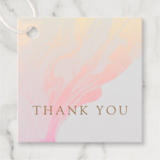 Étiquettes Cadeau Merci gris de marbre rose simple