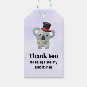 Étiquettes-cadeau Merci Groomsman avec Koala Pun