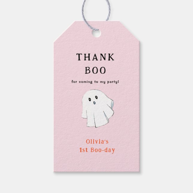 Étiquettes-cadeau Merci Halloween Fille Anniversaire (Devant)