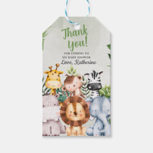 Étiquettes-cadeau Merci Jungle Safari Baby shower animal