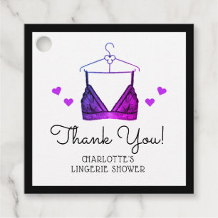 Étiquettes Cadeau Merci Lace Aquarelle Lingerie Fête des mariées