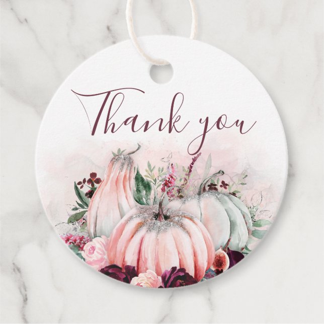 Étiquettes Cadeau Merci les citrouilles d'automne (Devant)