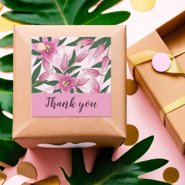 Étiquettes Cadeau Merci Lily Rose Bloom / Bienvenue (Pink Blooming Lily Thank you/ Welcome Favor Tags)
