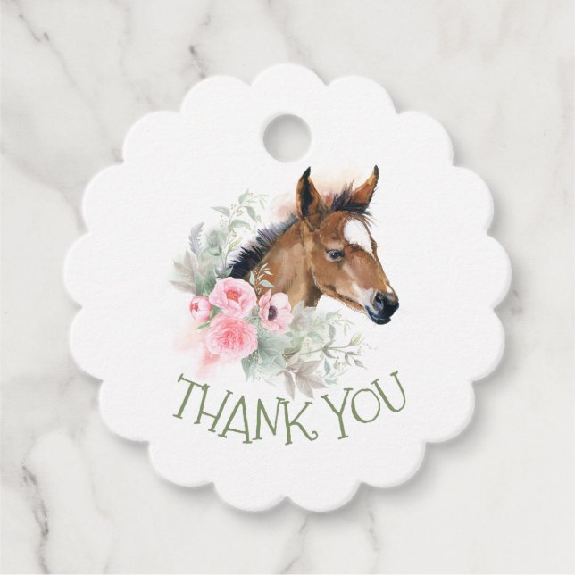 Étiquettes Cadeau Merci Little Horse fête d'anniversaire (Devant)