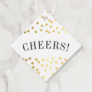Étiquettes Cadeau MERCI luxe chic taches de confetti d'or
