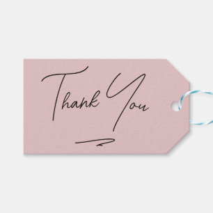 Étiquettes-cadeau Merci manuscrit minimaliste rose pâle