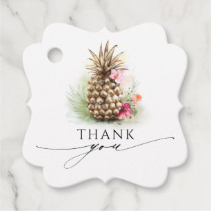 Étiquettes Cadeau Merci Mariage à ananas en or