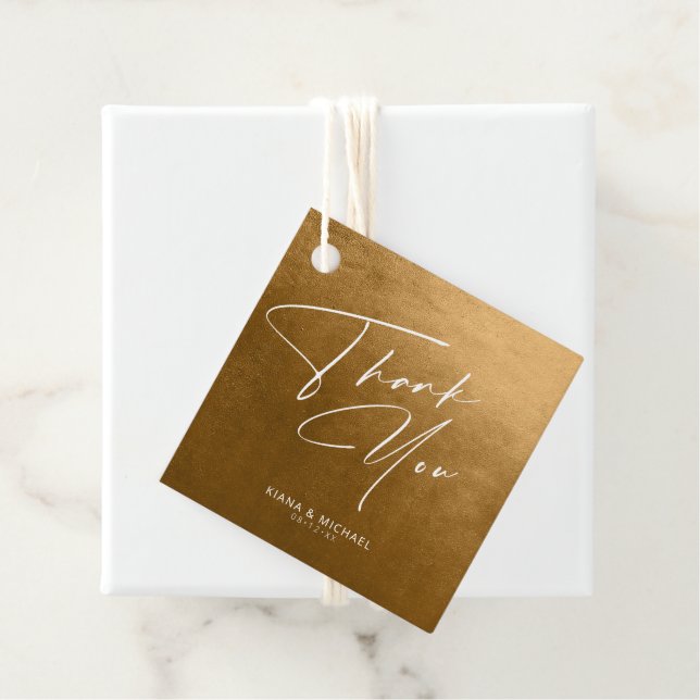 Étiquettes Cadeau Merci Mariage aquarelle Automne Gold ID786 (En situation)